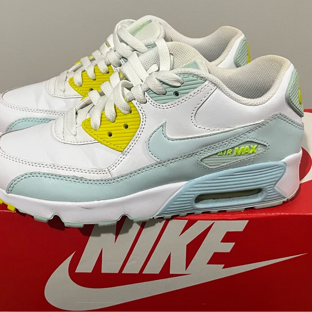 Nike Kids Sneakers White, Light Blue, and Yellow